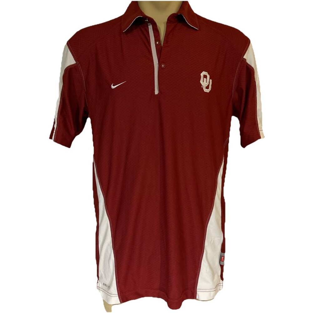 CRIMSON NIKE DRI-FIT OU OKLAHOMA SOONERS POLO SHIRT MENS M MEDIUM